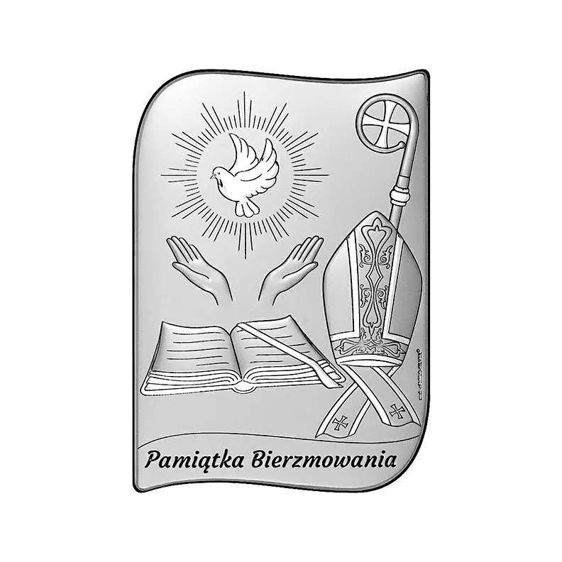 Pamiątka Bierzmowania Obrazek srebrny z grawerem Beltrami