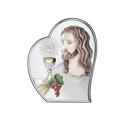 Obrazek srebrny komunijny dla dziecka srebrna pamiątka z grawerem Valenti & Co