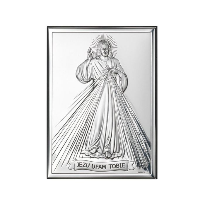 Jezu Ufam Tobie srebrna ikona z grawerem Valenti & Co