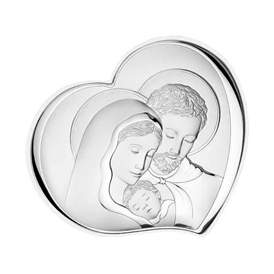 Święta Rodzina Obraz srebrny w sercu z grawerem Valenti & Co