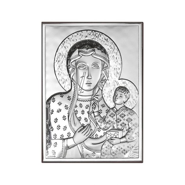 Matka Boska Częstochowska Ikona srebrna z grawerem Beltrami