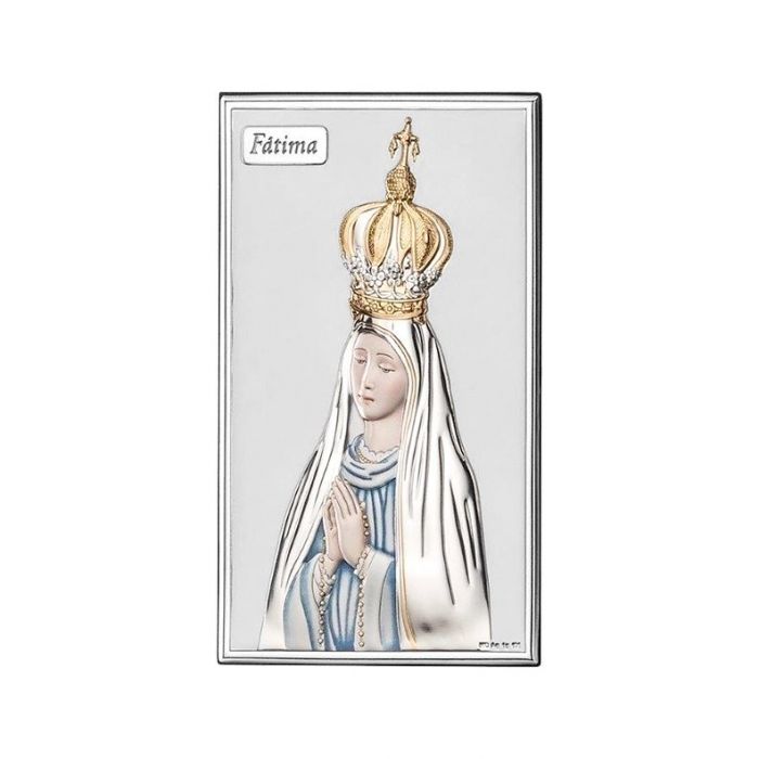 Matka Boska Fatimska srebrna ikona z grawerem Valenti & Co