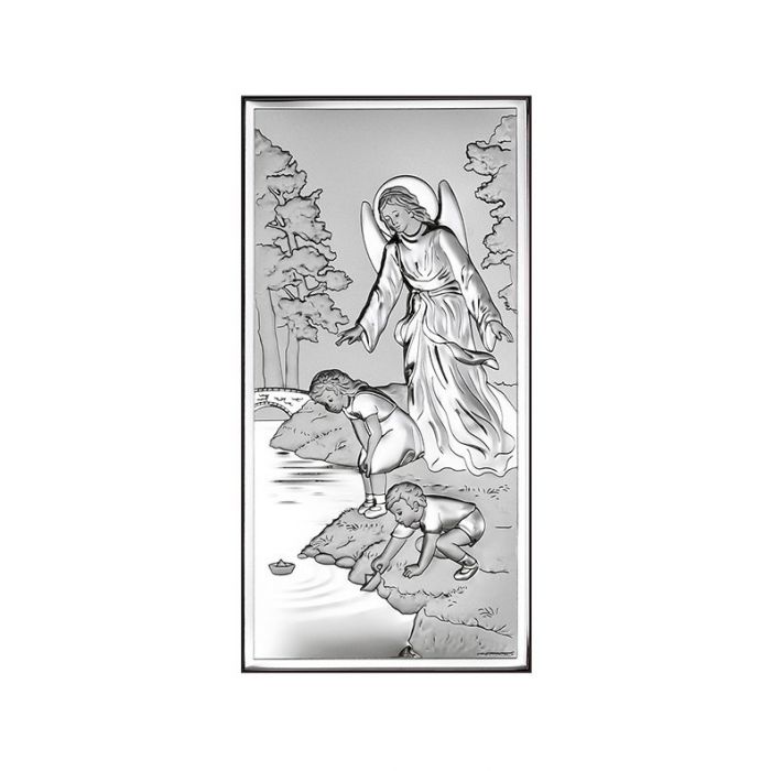 Anioł Stróż Obrazek srebrny na Chrzest z grawerem Beltrami