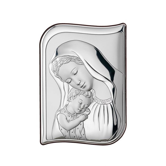 Matka Boska z Dzieciątkiem Obrazek srebrny z grawerem Valenti & Co