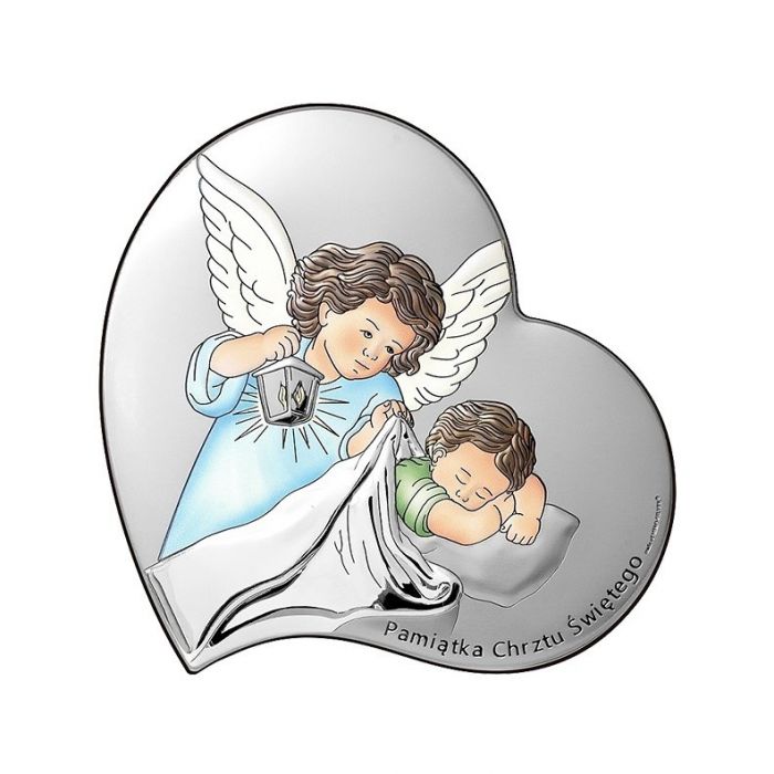 Obrazek srebrny z aniołkiem Obrazek srebrny z Aniołkiem z grawerem Beltrami