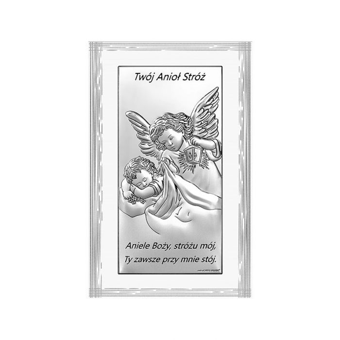 Twój Anioł Stróż Obrazek srebrny na panelu z grawerem Beltrami