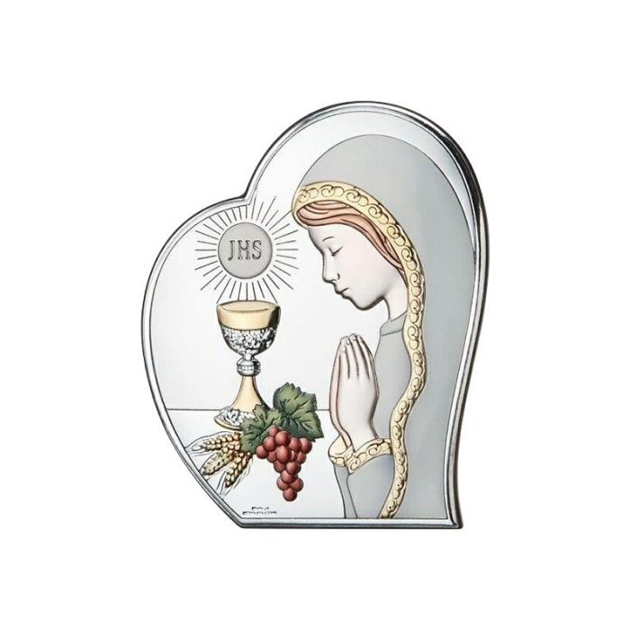Obrazek srebrny komunijny dla dziewczynki srebrna pamiątka z grawerem Valenti & Co