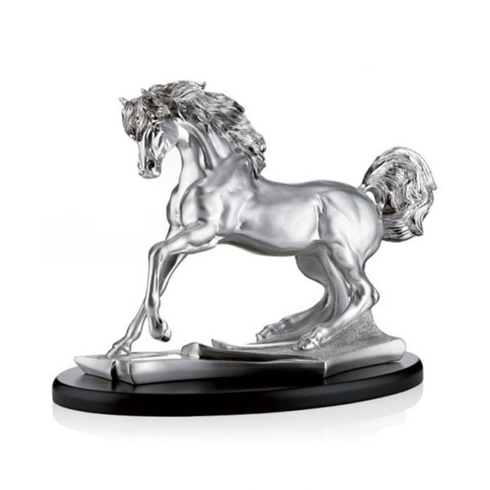 Figurka konia pokryta srebrem z grawerem Valenti & Co