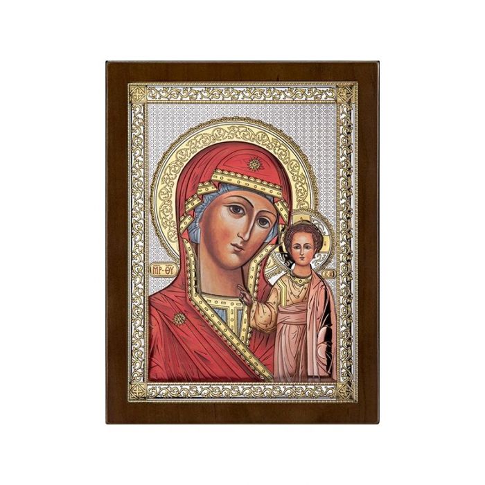 Matka Boska Kazańska ikona kolorowa z grawerem Beltrami