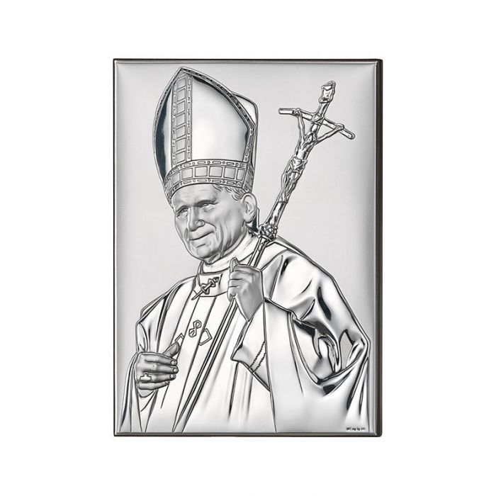 Papież Jan Paweł II Obrazek srebrny z grawerem Valenti & Co
