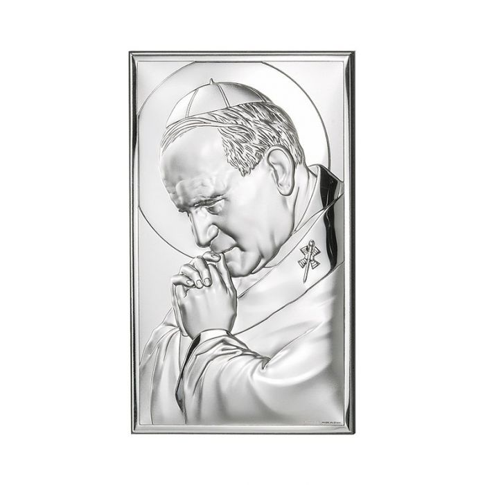 Papież Jan Paweł II Obrazek srebrny z grawerem Valenti & Co