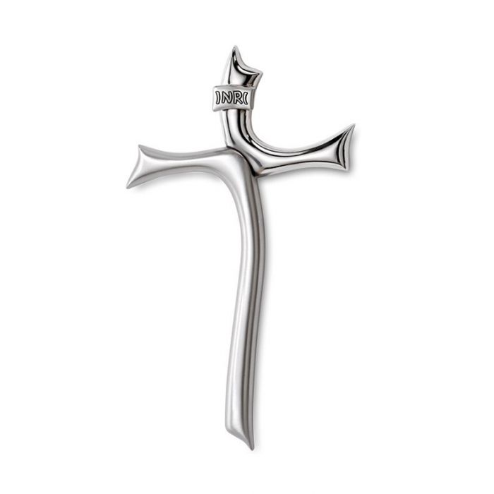 Krzyż klasyczny pokryty srebrem z grawerem Mida Argenti