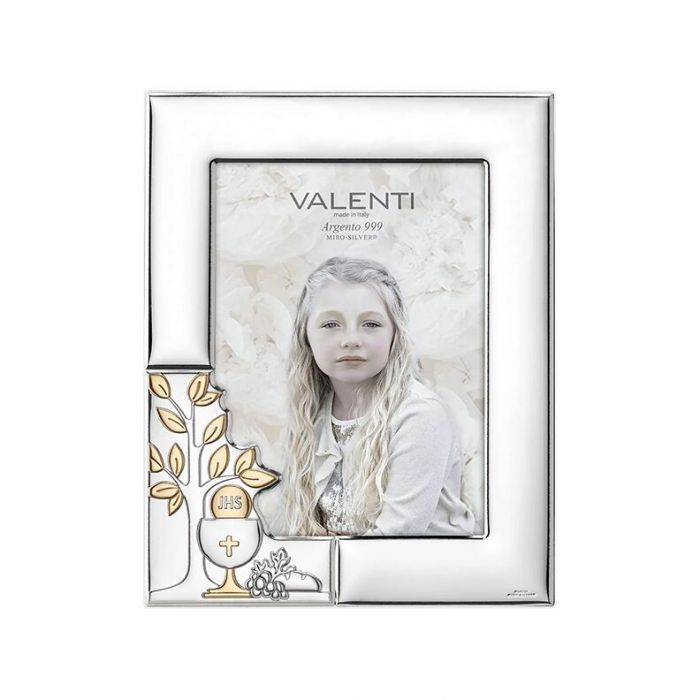 Srebrna ramka na komunię Pamiątka I Komunii Świętej z grawerem Valenti & Co