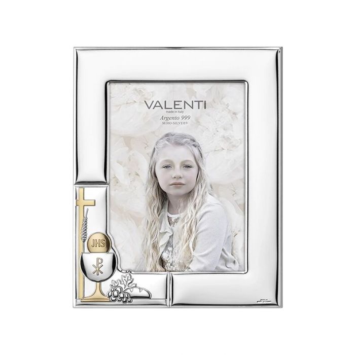Srebrna ramka na komunię Pamiątka I Komunii Świętej z grawerem Valenti & Co