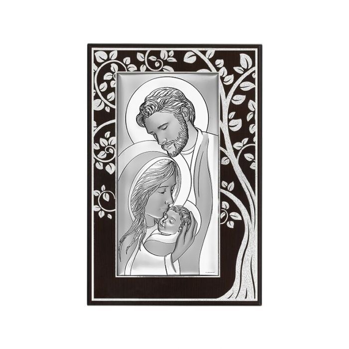 Święta Rodzina obraz srebrny na drewnie z grawerem Beltrami