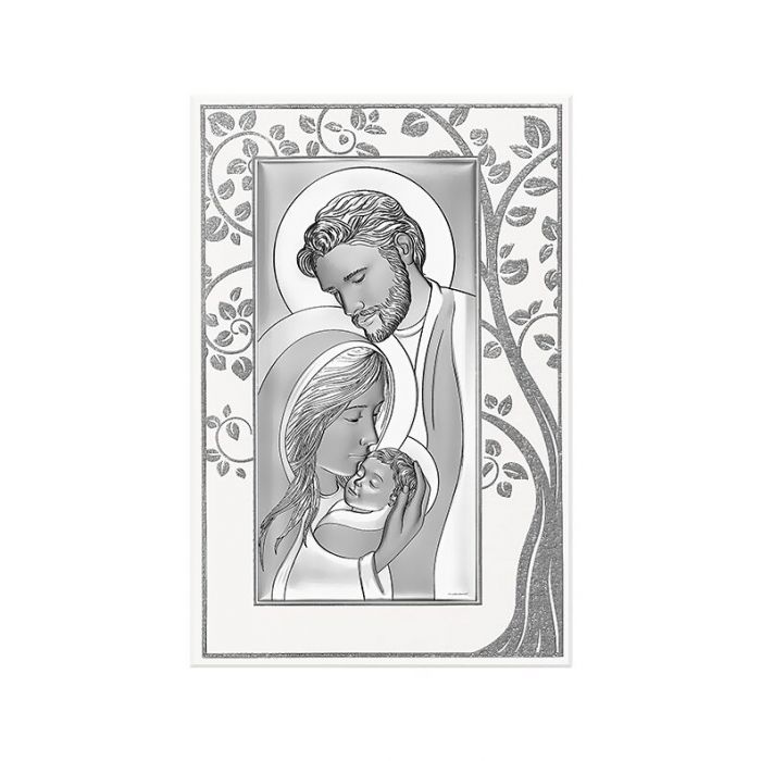 Święta Rodzina obraz srebrny na drewnie z grawerem Beltrami