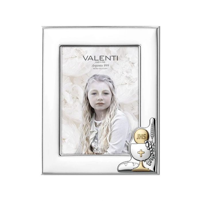 Srebrna ramka na komunię Pamiątka I Komunii Świętej z grawerem Valenti & Co