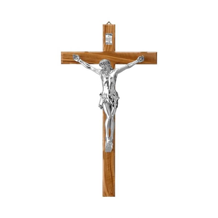 Krzyż klasyczny drewniany ze srebrną pasyjką z grawerem Valenti & Co