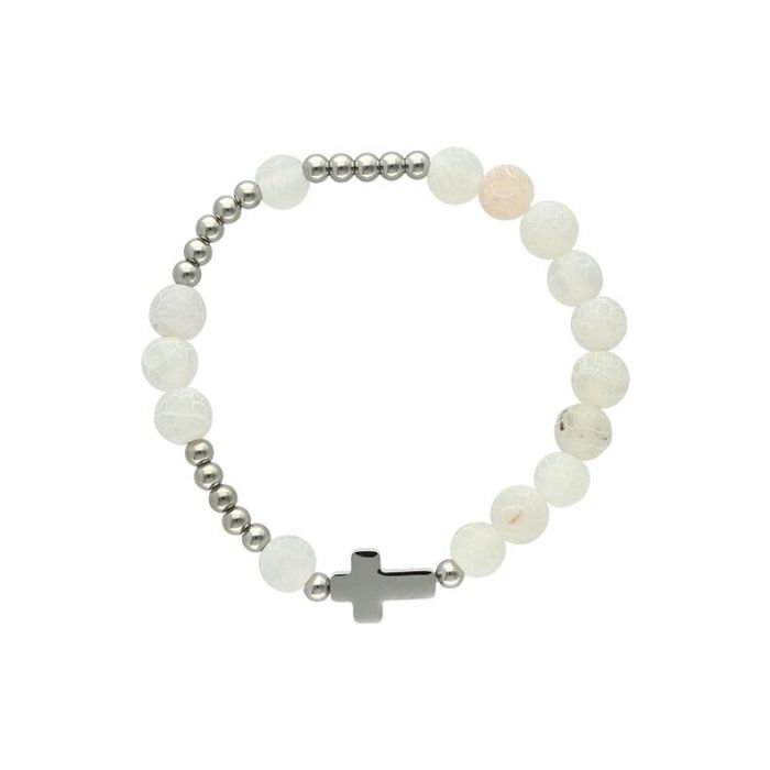 Różaniec komunijny bransoletka z kamieni naturalnych z grawerem Yvon