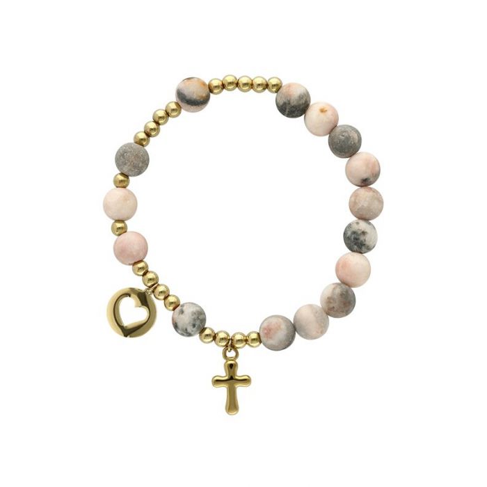 Różaniec na rękę dla dziecka z kamieni naturalnych z grawerem Yvon