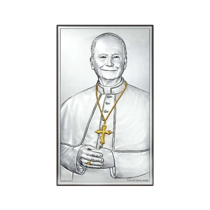 Papież Leon XIV Obrazek srebrny ze złoceniami z grawerem Valenti & Co