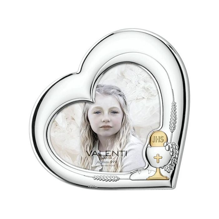 Ramka na komunię - serce Pamiątka I Komunii Świętej z grawerem Valenti & Co