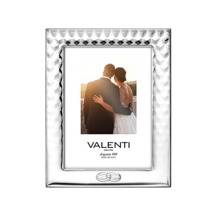 Elegancka ramka z obrączkami pokryta srebrem z grawerem Valenti & Co