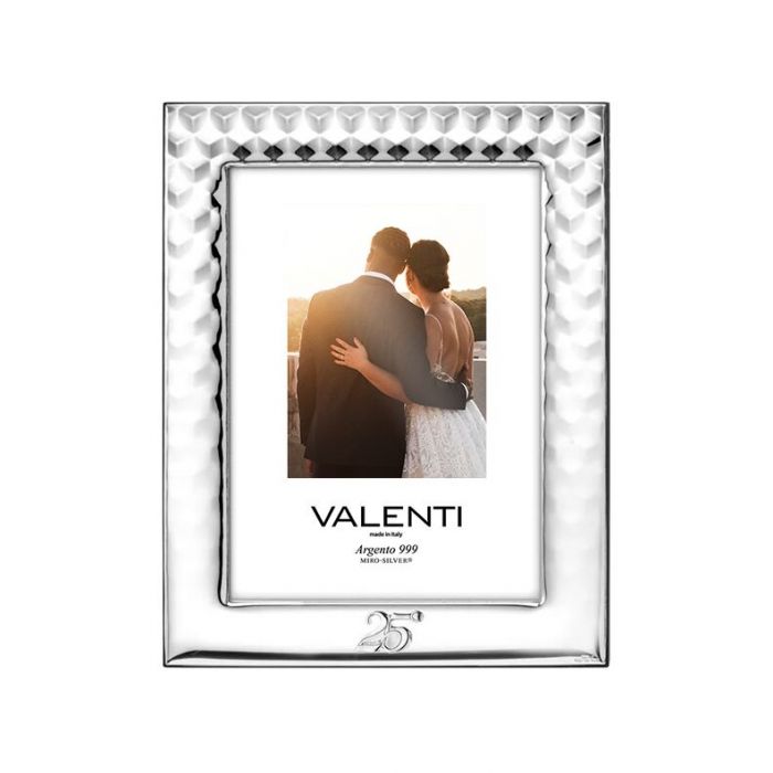 Elegancka ramka na 25 Rocznicę pokryta srebrem z grawerem Valenti & Co